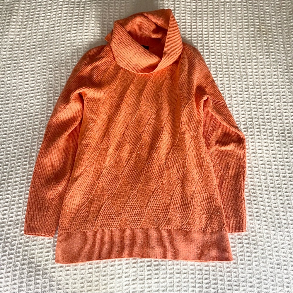 Talbots orange cotton blend multicolor knit turtleneck sweater XS